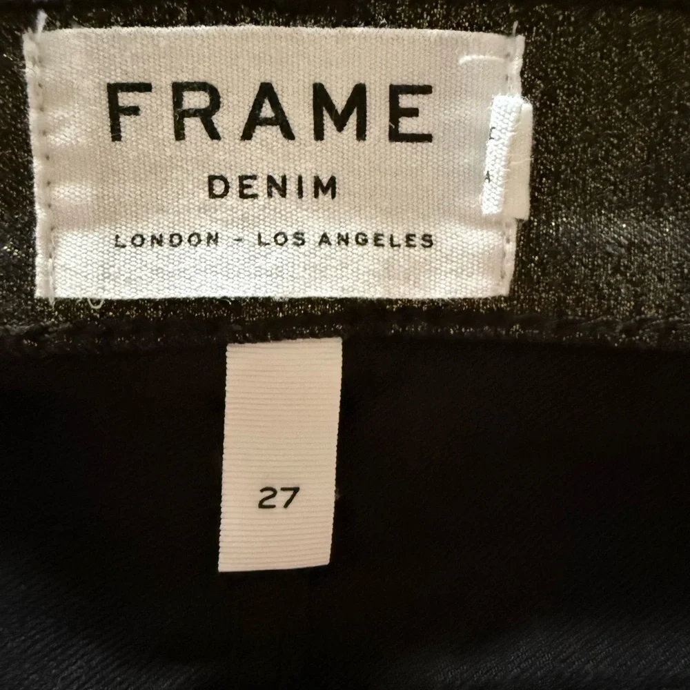 Frame Black and Gold Women's Jeans Le high Skinny Size 27 - Picture 7 of 9